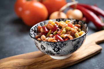 Mixed bean salad, healthy vegetarian meal