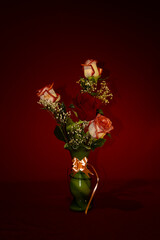 Bouquet of roses in a vintage vase