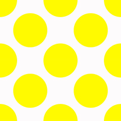Polka dot seamless pattern. Large yellow dots on a white background.