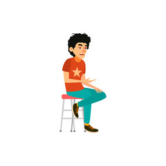 tired man on boring training cartoon vector. tired man on boring training character. isolated flat cartoon illustration