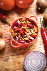 Mixed bean salad, healthy vegetarian meal