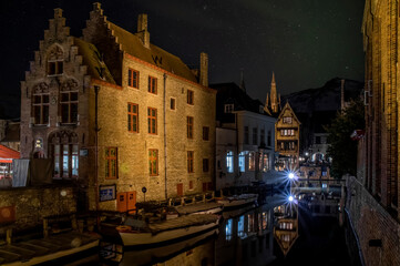 Fototapeta premium Bruges. Historic District Old houses are reflected in the water. West Flanders, Belgium