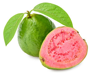sliced guava isolated on white background. clipping path