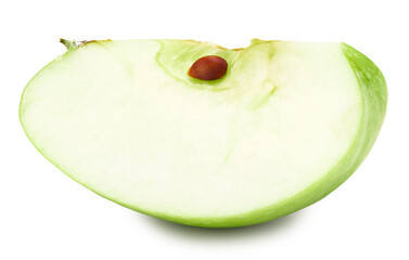 piece of green apple isolated on white background. clipping path