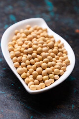 Bowl of dried soy beans
