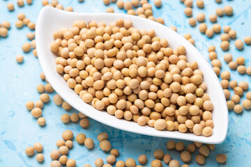Bowl of dried soy beans