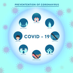 Covid-19 Precautions, Protection, Shield,  Warned, Safety, Vector, Illustrations, Instructions, Advice   