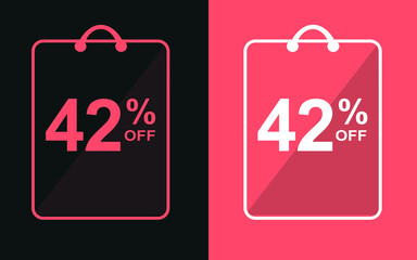 42% off.Sale banner with forty-two percent off in a black and orange bag for store offers.
