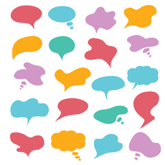 Big set speech bubble. Colorful thinking and speaking balloon on white background without text