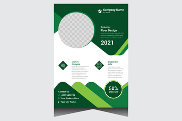 Green and white creative corporate company business flyer design template