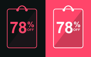 78% off.Sale banner with seventy-eight percent off in a black and orange bag for store offers.

