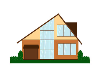 Obraz premium Illustration of a two-story residential building with large windows. Isolated