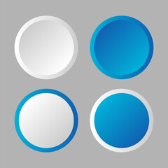 White and blue button in neomorphism style. Easy editable vector isolated illustration. 