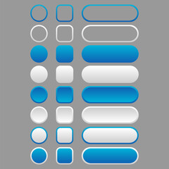 White and blue button in neomorphism style. Easy editable vector isolated illustration. 