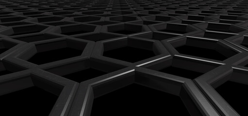 Abstract metallic 3d rendering hexagon background