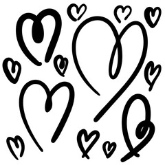 Hand drawn heart set, love sketch design elements, doodle hearts