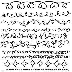 Hand drawn line set, sketched lines, doodle strokes