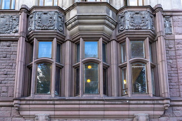 Window on the facade. Architectural elements.
