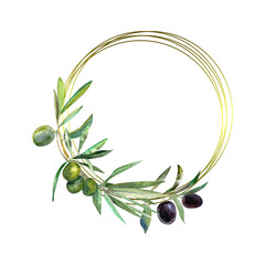Frame with olive branch with olives