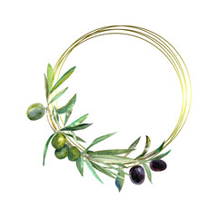 Frame with olive branch with olives