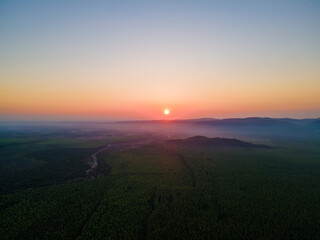 Landscape of sunset over the mountains