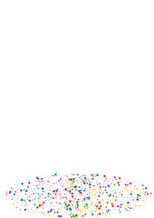 Yellow Round Sparkle Illustration. Confetti Burst Background. Blue Summer Circle. Multicolored Random Dot Texture.