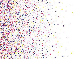 Blue Circle Decoration Isolated. Birthday Square Illustration. Yellow Party Confetti Background. Pink Festival Round.