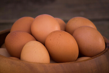 Fresh organic brown chicken eggs