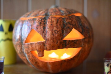halloween jack o lantern with pumpkin