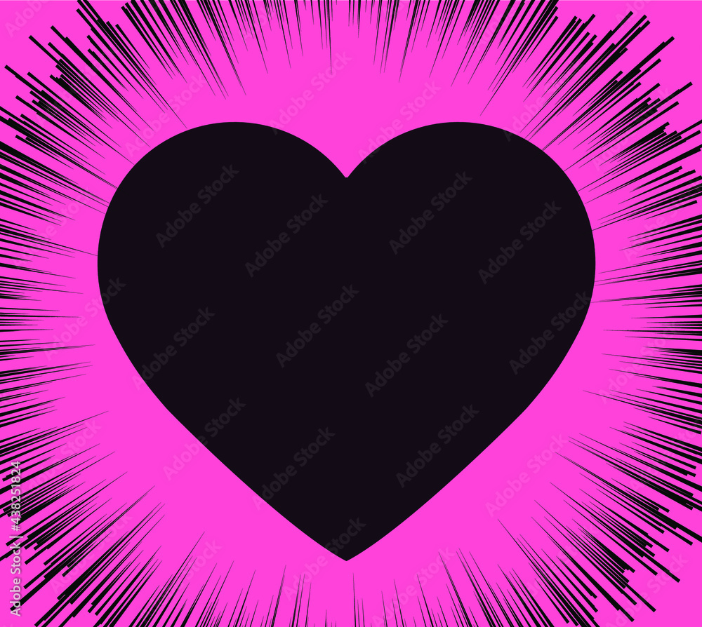 Aufkleber abstract background with speed lines and heart. vector hand-drawn design template for manga and comi