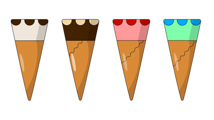 Cone ice cream color vector