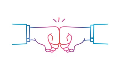 Two clenched fists. Rainbow.