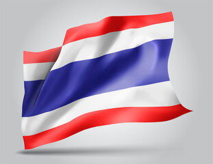 thailand, vector 3d flag isolated on white background