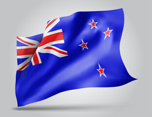 new Zealand, vector 3d flag isolated on white background