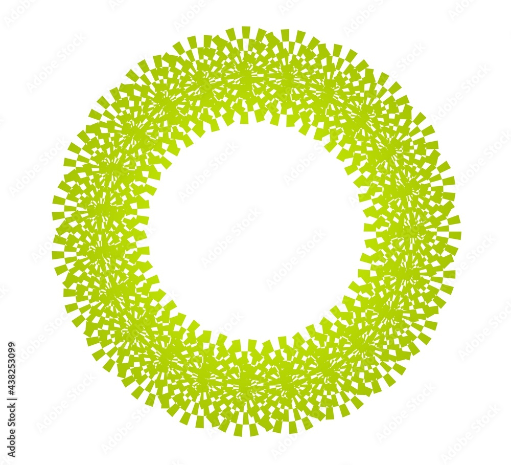Poster abstract green circular pattern from planes. 3d rendering image.