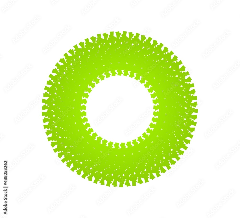 Poster abstract green circular pattern from planes. 3d rendering image.