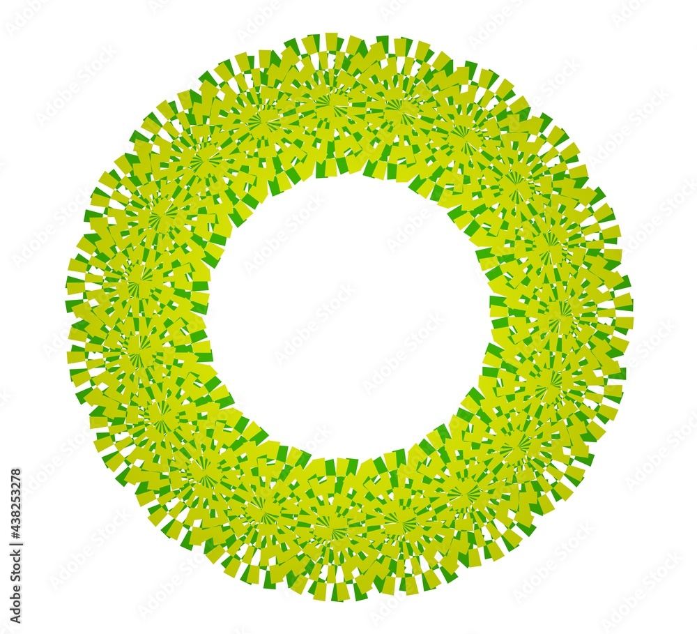 Poster abstract green circular pattern from planes. 3d rendering image.