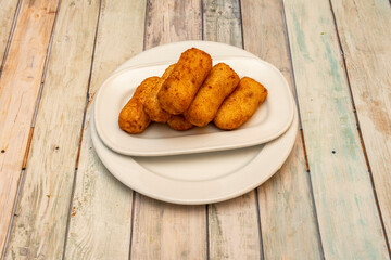 serving of cod croquettes typical of a Spanish tapas bar