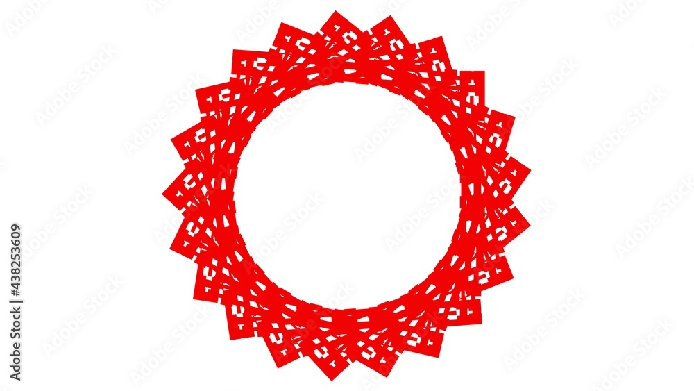 Poster abstract red circular pattern from planes. 3d rendering image.