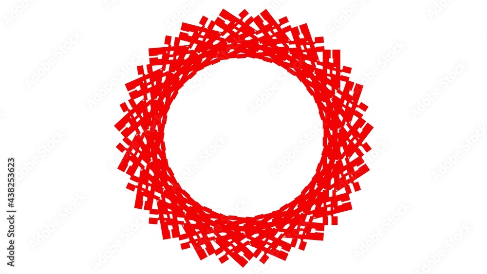 Poster abstract red circular pattern from planes. 3d rendering image.