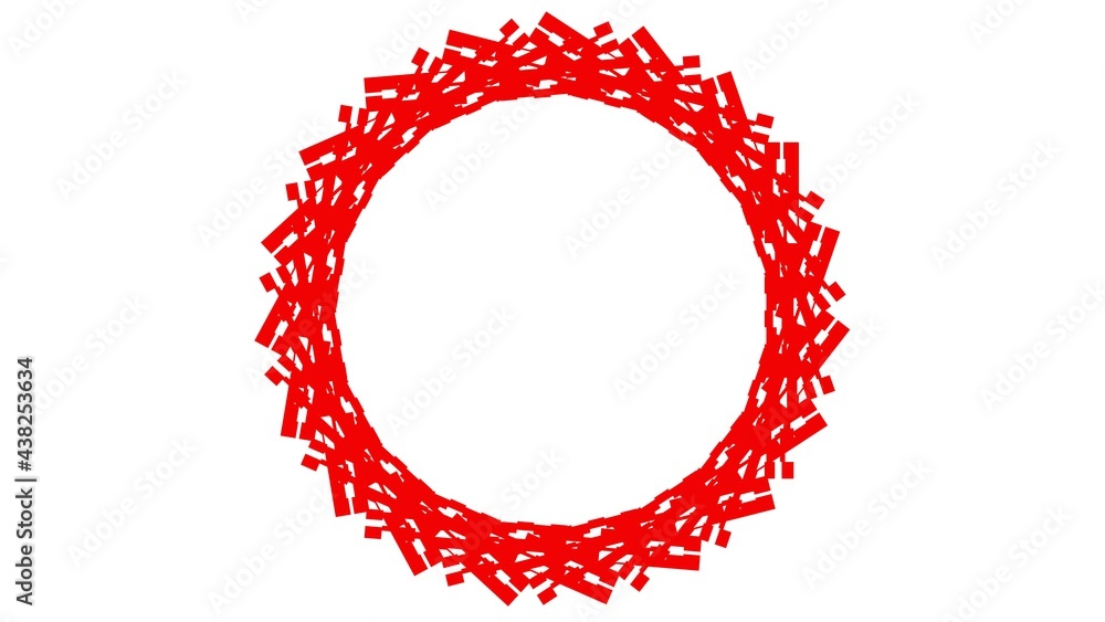 Poster abstract red circular pattern from planes. 3d rendering image.