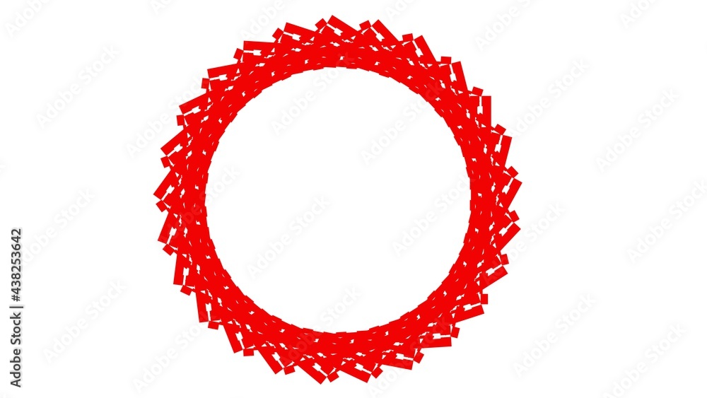 Poster abstract red circular pattern from planes. 3d rendering image.