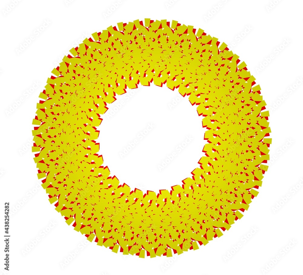 Poster abstract yellow circular pattern from planes. 3d rendering image.