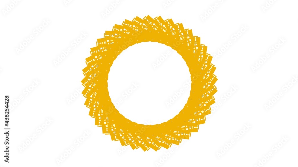 Poster abstract yellow circular pattern from planes. 3d rendering image.