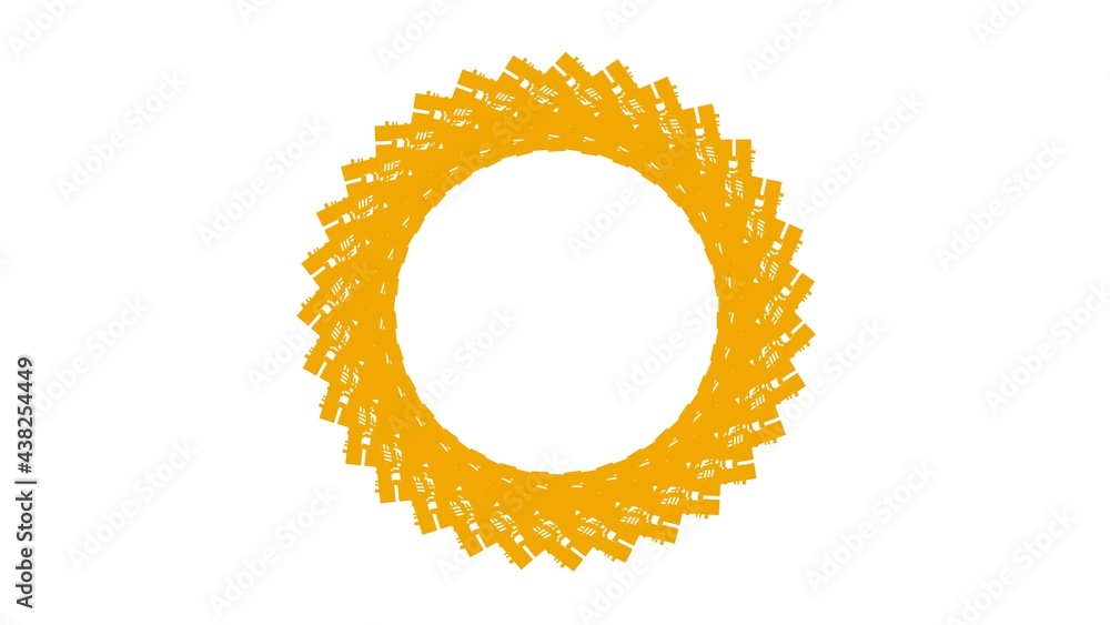 Poster abstract yellow circular pattern from planes. 3d rendering image.