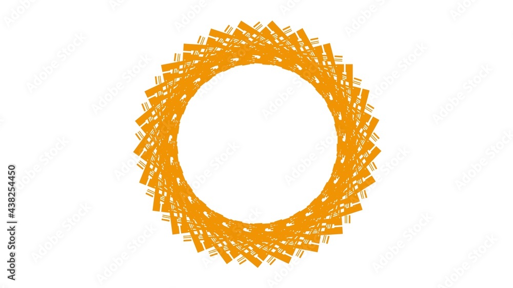 Poster abstract yellow circular pattern from planes. 3d rendering image.