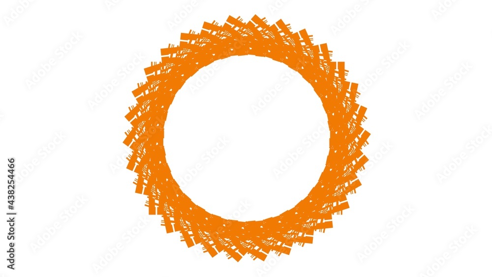 Poster abstract yellow circular pattern from planes. 3d rendering image.