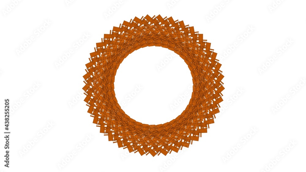 Poster abstract orange circular pattern from planes. 3d rendering image.