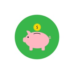 Piggy bank with dollar coin color line icon. Savings and banking vector outline colorful sign.