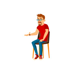 sad man talking with colleagues in meeting room cartoon vector. sad man talking with colleagues in meeting room character. isolated flat cartoon illustration